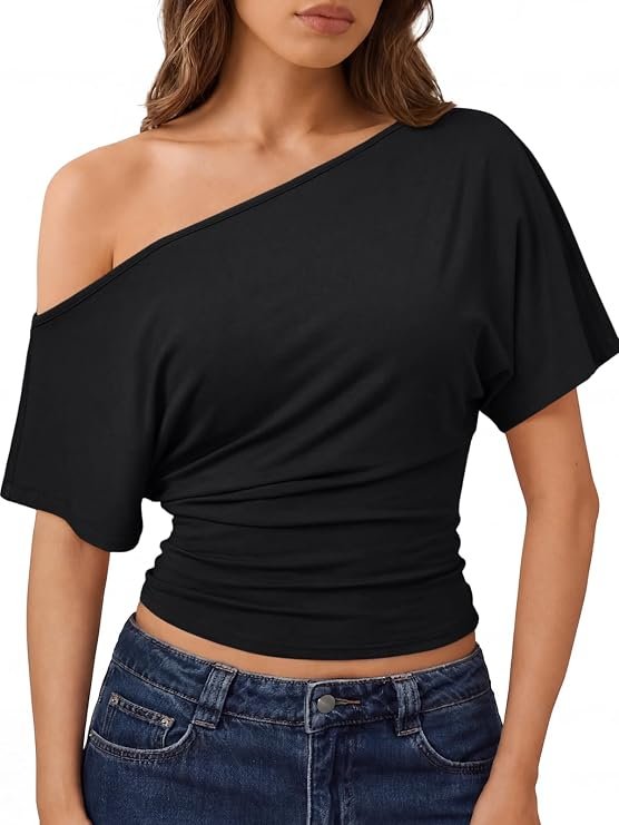 Women's Off-Shoulder Stretchy Summer Crop Top